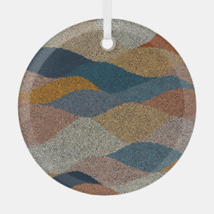 Wavy Polka Dot: Vintage Textile. Glass Tree Decoration