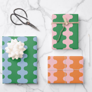 Wavy Pop Stripes Colourful Contemporary Patterns Wrapping Paper Sheet