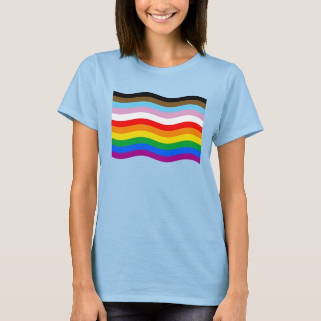 Wavy Progress Pride Striped T-Shirt (Front)