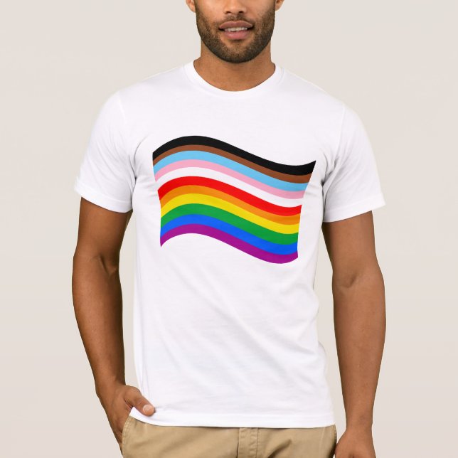 Wavy Progress Pride Striped T-Shirt (Front)