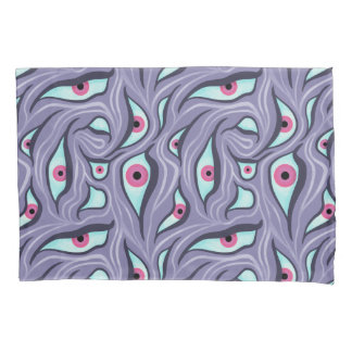 Wavy Psychedelic Horror - Purple Evil Eye Pattern Pillowcase