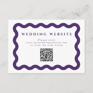 Wavy Purple Wedding Website QR Code Enclosure Card