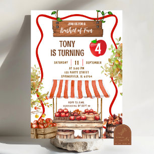 Wavy Quirky Orchard Patch Gender Neutral Birthday Invitation