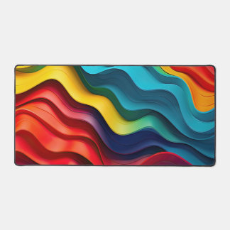 Wavy rainbow colours background desk mat