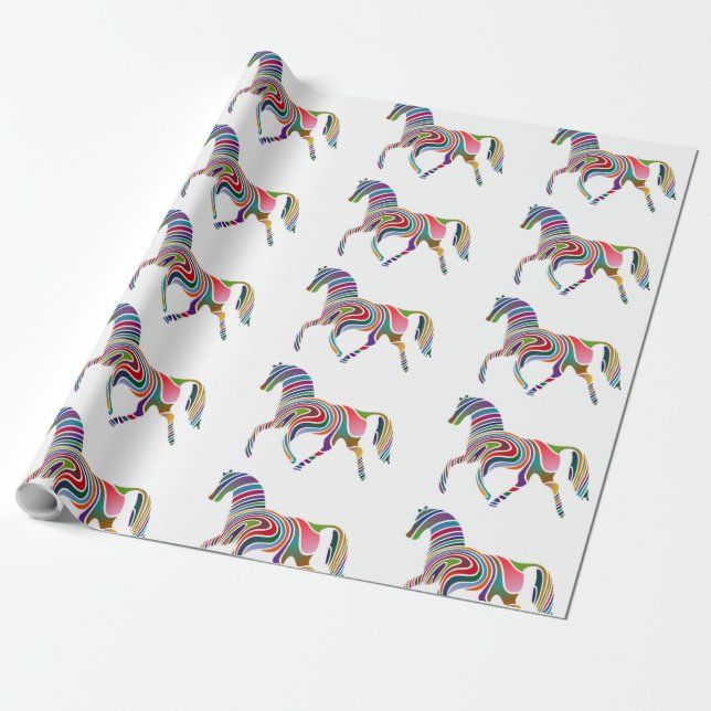 WAVY RAINBOW HORSE WRAPPING PAPER (Unrolled)