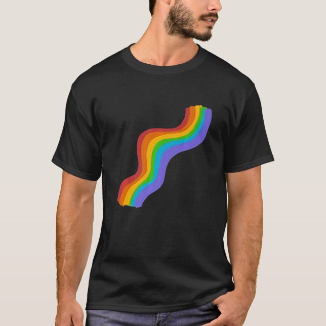 Wavy Rainbow ROYGBIV Pride Rainbow T-Shirt (Front)