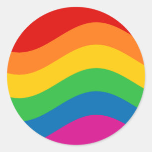 Wavy Rainbow Stripes Classic Round Sticker