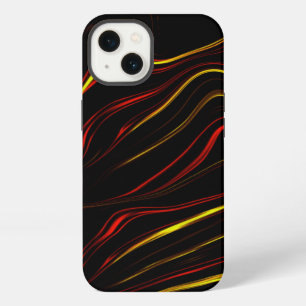 Wavy red gold long strokes on black background iPhone 13 case