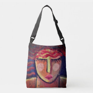 Wavy Red Hair Abstract Art Crossbody Bag