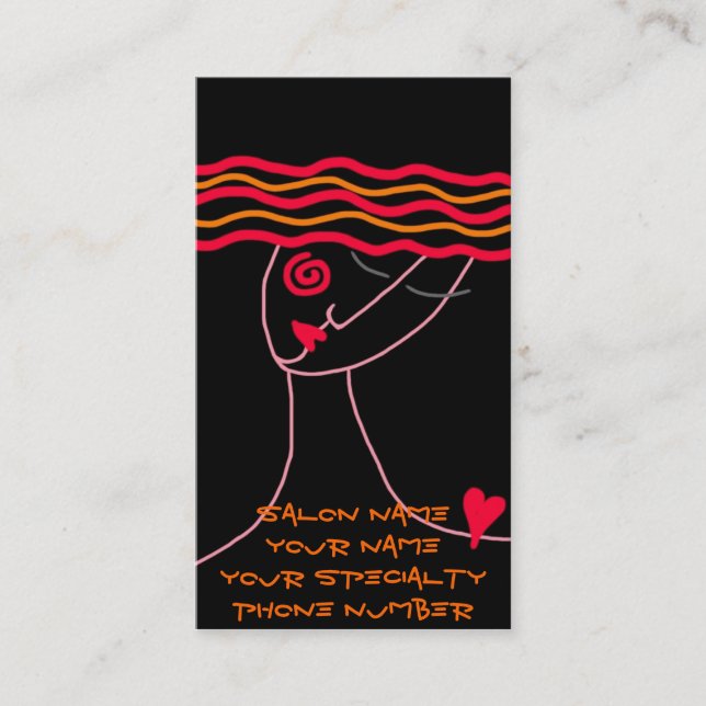 Wavy Red Hair Stylist Business Card (Front)