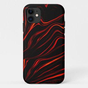 Wavy red long traces over black background  iPhone 11 case