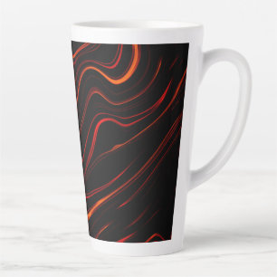 Wavy red long traces over black background latte mug