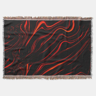 Wavy red long traces over black background  throw blanket