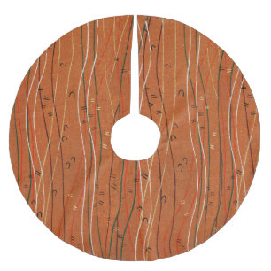 Wavy Red Stripes Japanese Abstract Brushed Polyester Tree Skirt