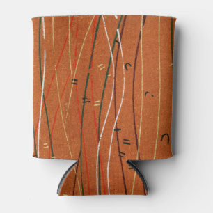 Wavy Red Stripes Japanese Abstract Can Cooler