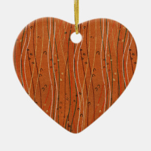 Wavy Red Stripes Japanese Abstract Ceramic Tree Decoration