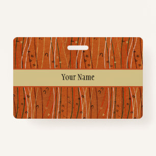 Wavy Red Stripes Japanese Abstract ID Badge
