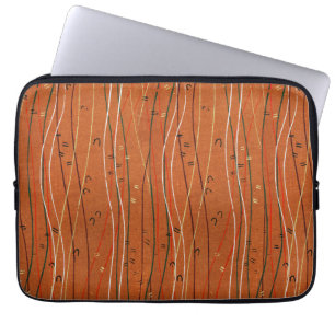 Wavy Red Stripes Japanese Abstract Laptop Sleeve