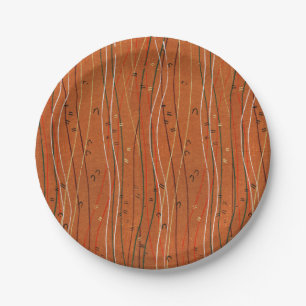 Wavy Red Stripes Japanese Abstract Paper Plate