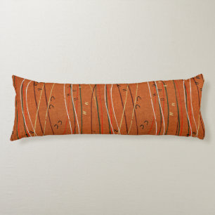 Wavy Red Stripes: Modern Japanese Abstract Art  Body Cushion
