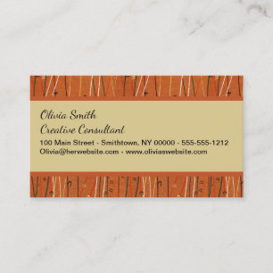 Wavy Red Stripes: Modern Japanese Abstract Art Business Card