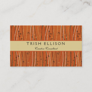 Wavy Red Stripes: Modern Japanese Abstract Art Business Card