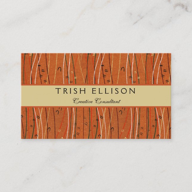 Wavy Red Stripes: Modern Japanese Abstract Art  Business Card (Front)