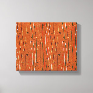 Wavy Red Stripes: Modern Japanese Abstract Art  Canvas Print