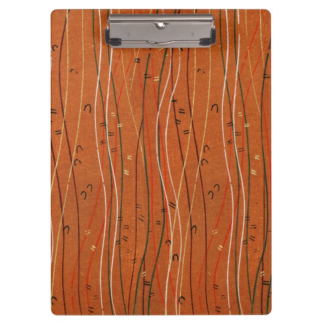 Wavy Red Stripes: Modern Japanese Abstract Art  Clipboard (Front)