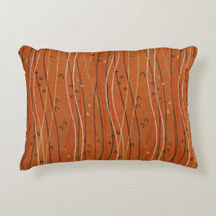 Wavy Red Stripes: Modern Japanese Abstract Art  Decorative Cushion
