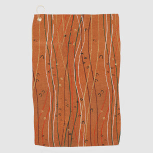 Wavy Red Stripes: Modern Japanese Abstract Art  Golf Towel