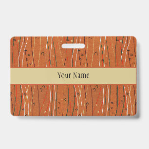 Wavy Red Stripes: Modern Japanese Abstract Art ID Badge