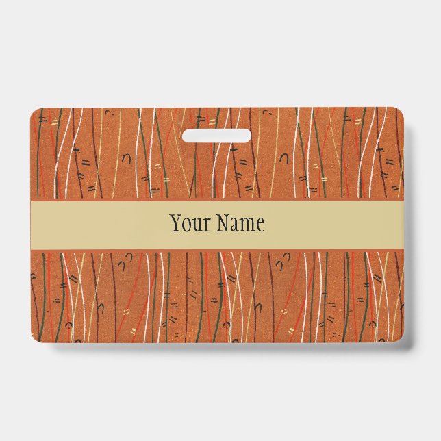 Wavy Red Stripes: Modern Japanese Abstract Art  ID Badge (Front)