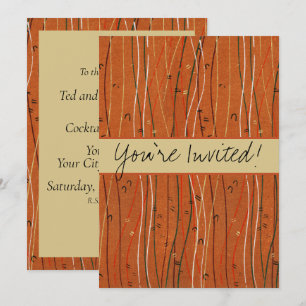 Wavy Red Stripes: Modern Japanese Abstract Art Invitation