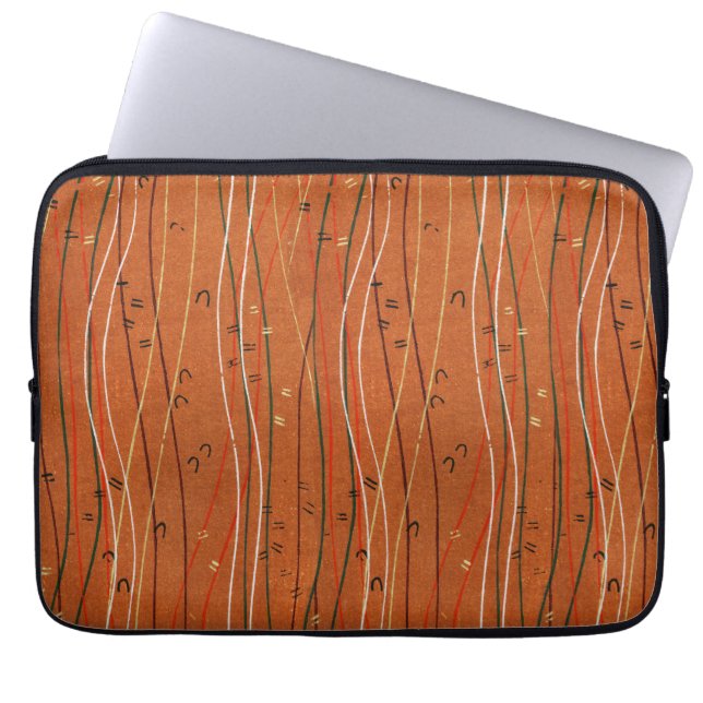 Wavy Red Stripes: Modern Japanese Abstract Art  Laptop Sleeve (Front)