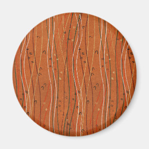 Wavy Red Stripes: Modern Japanese Abstract Art  Magnet
