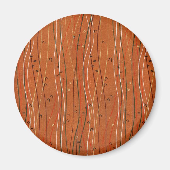 Wavy Red Stripes: Modern Japanese Abstract Art  Magnet (Front)
