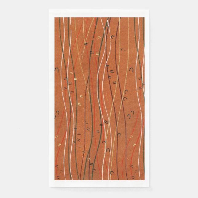 Wavy Red Stripes: Modern Japanese Abstract Art  Napkin (Front)