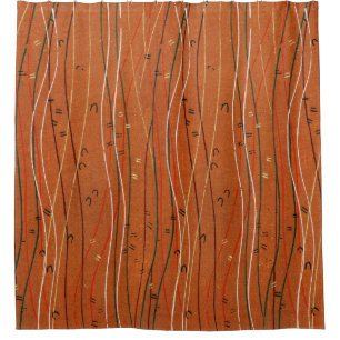 Wavy Red Stripes: Modern Japanese Abstract Art  Shower Curtain