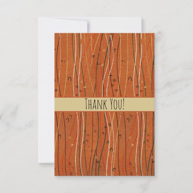 Wavy Red Stripes: Modern Japanese Abstract Art  Thank You Card (Front)