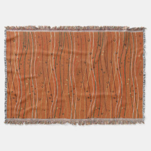 Wavy Red Stripes: Modern Japanese Abstract Art  Throw Blanket