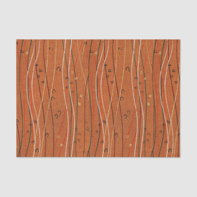 Wavy Red Stripes: Modern Japanese Abstract Art  Tissue Paper (Front)