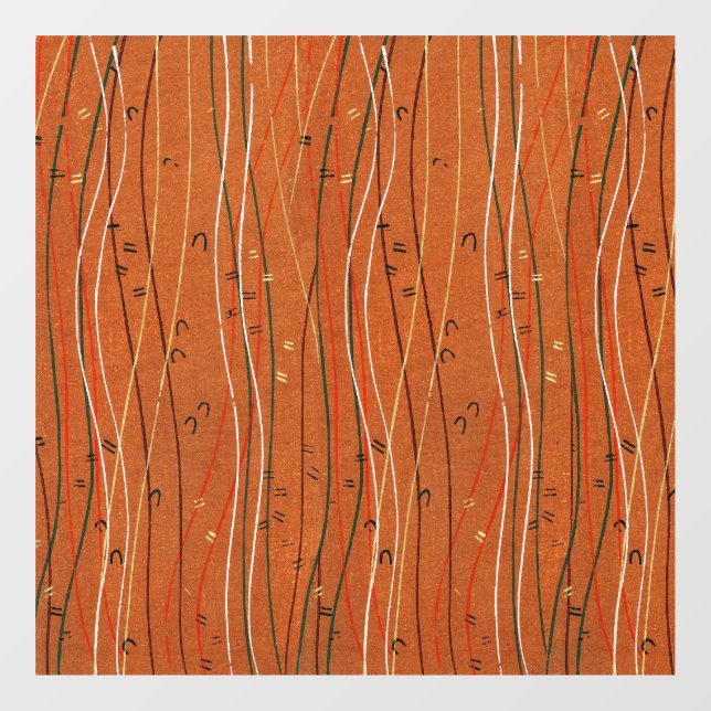 Wavy Red Stripes: Modern Japanese Abstract Art  Window Cling (Sheet)
