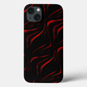 Wavy red strokes on black background  iPhone 13 case