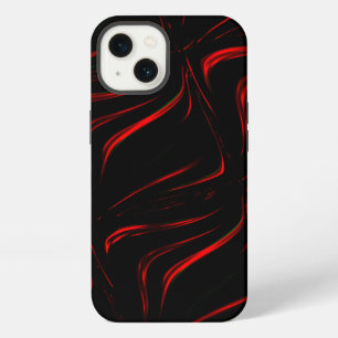 Wavy red strokes on black background iPhone 13 case