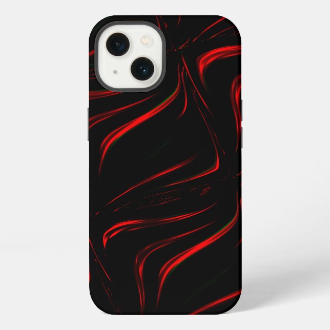 Wavy red strokes on black background  iPhone case (Back)