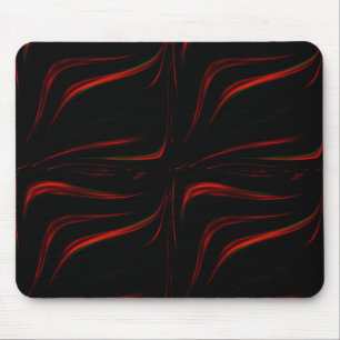 Wavy red strokes on black background  mouse mat