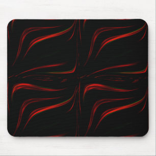 Wavy red strokes on black background mouse mat