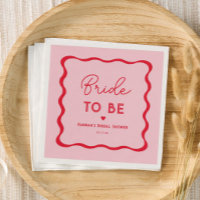 Wavy Retro Pink and Red Bride To Be Bridal Shower
