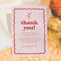 Wavy Retro Pink & Red Groovy Modern Bridal Brunch